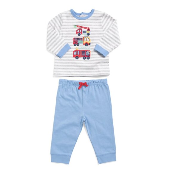 LITTLE ME Blue Infant Boys 2pc Firetruck Top And Joggers Set - Picture 1 of 2
